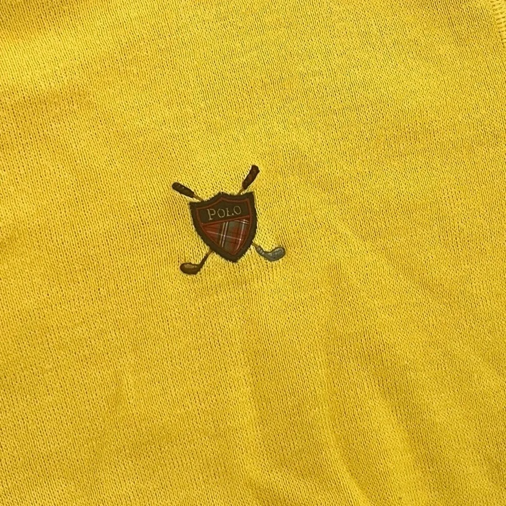 Vintage Polo Ralph Lauren Golf Crew Neck Yellow Sweater With Logo Hong Kong L